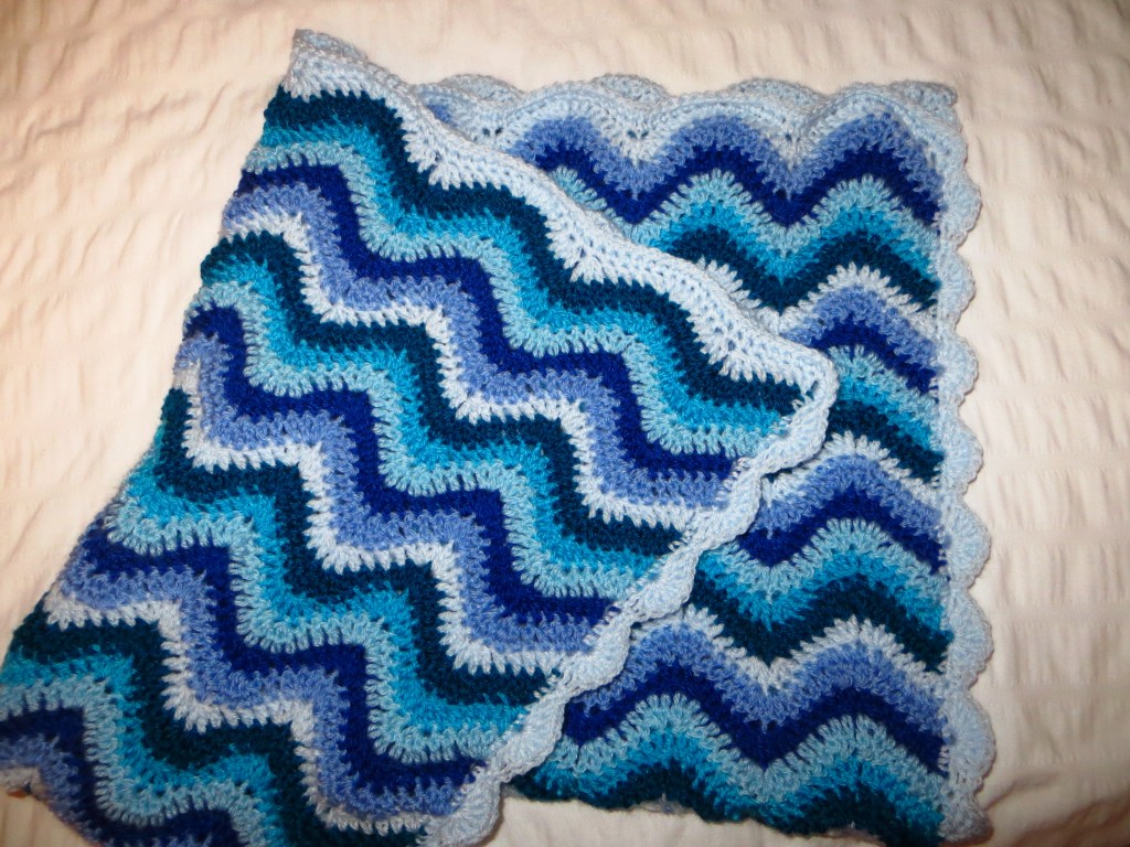 Six shades of blue baby blanket